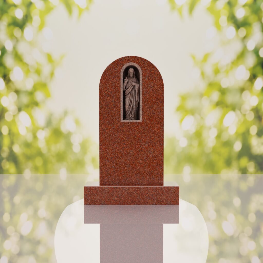 Sacred Heart of Jesus Catholic Granite Headstone