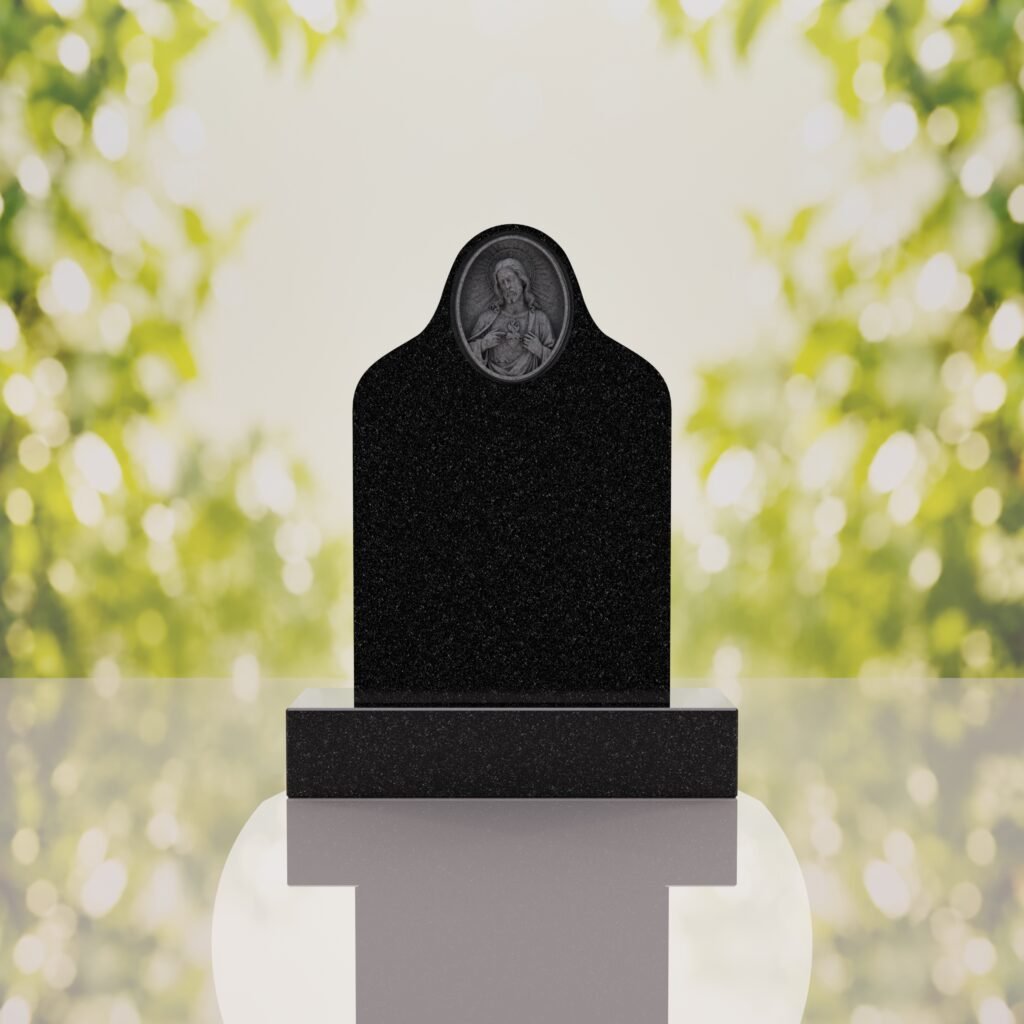 Sacred Heart of Jesus Catholic Granite Headstone