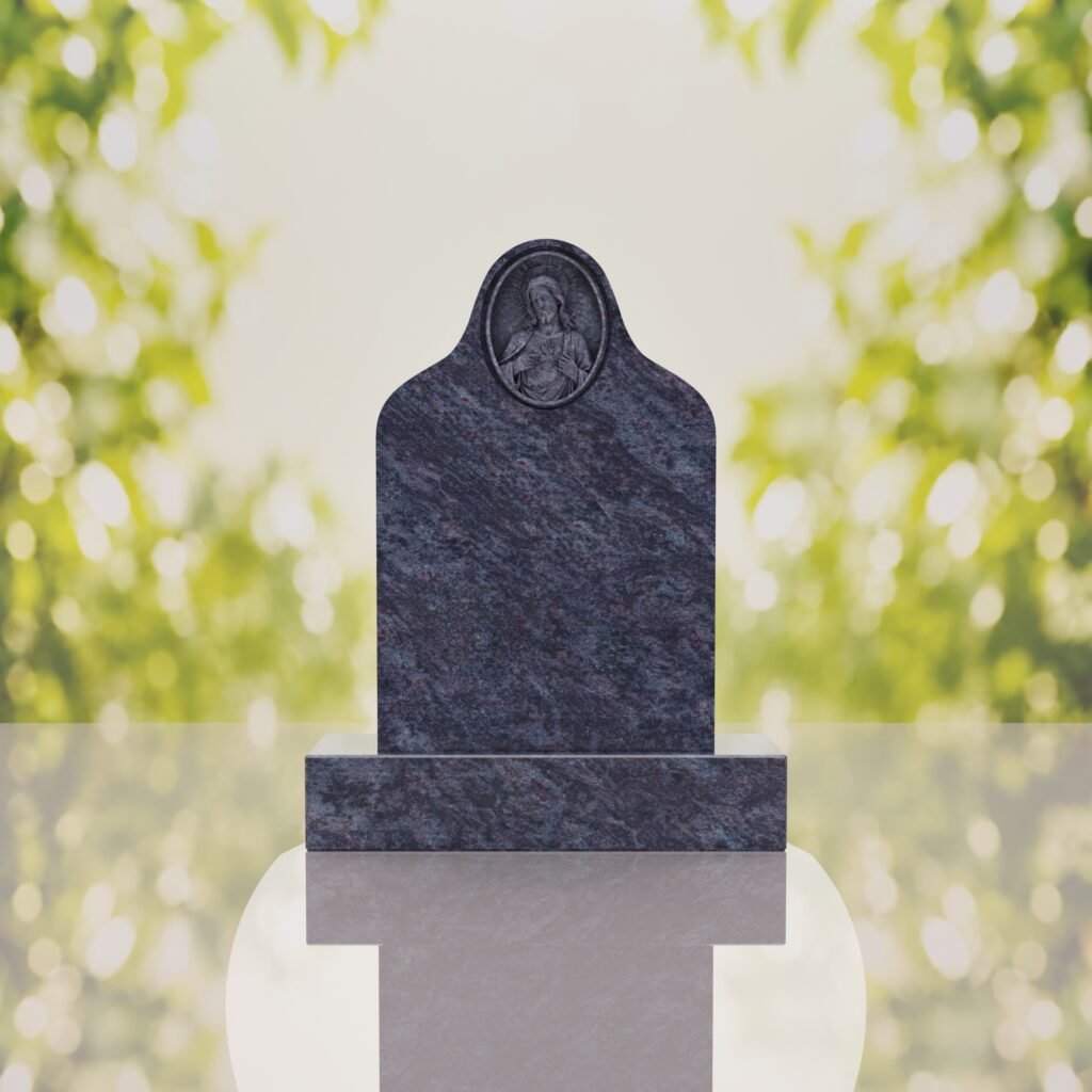 Sacred Heart of Jesus Catholic Granite Headstone