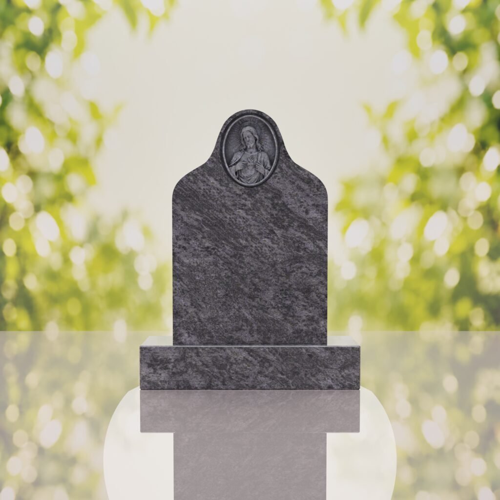 Sacred Heart of Jesus Catholic Granite Headstone