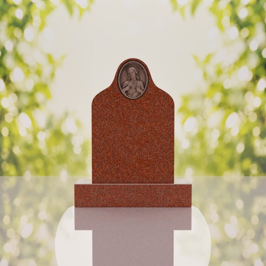 Sacred Heart of Jesus Catholic Granite Headstone