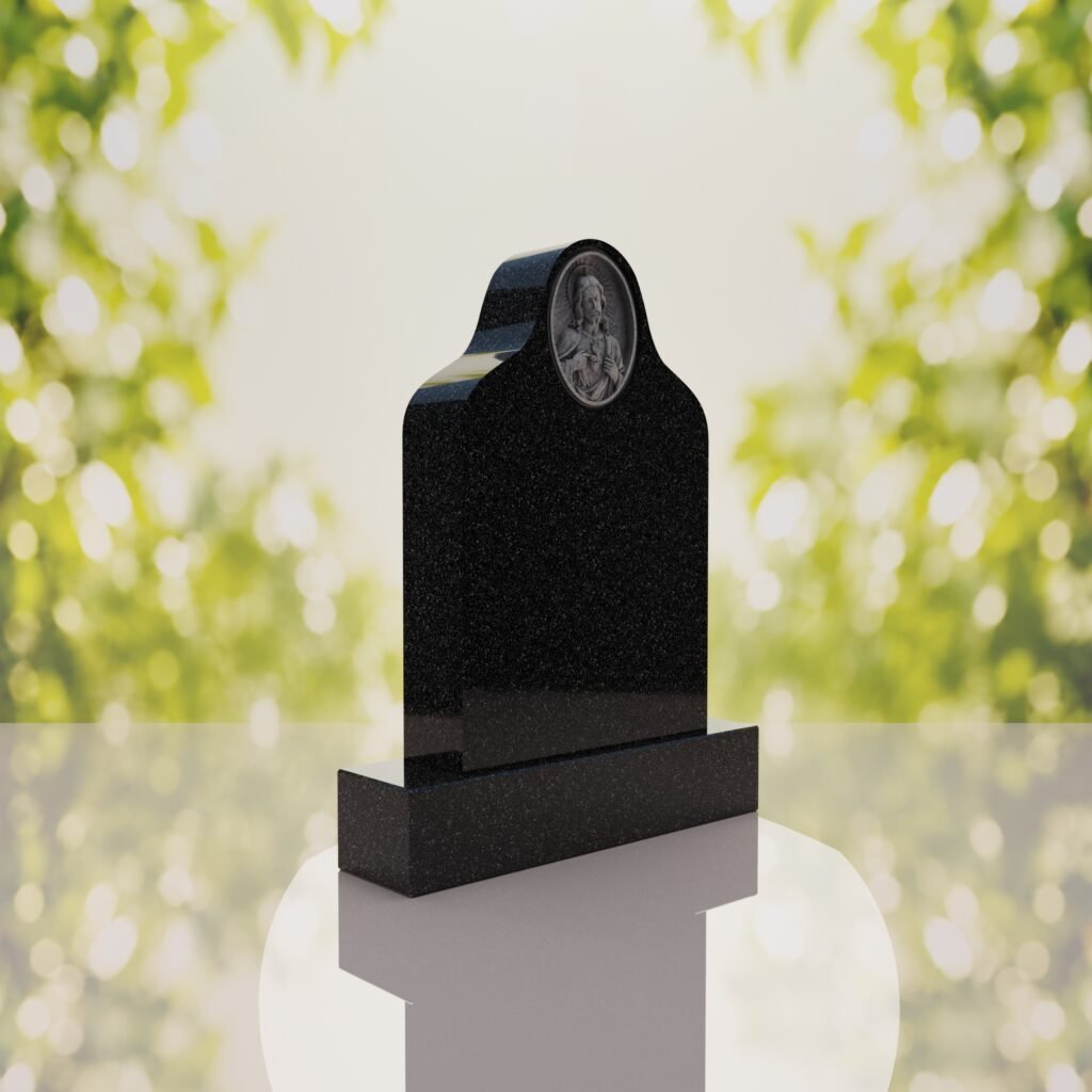 Sacred Heart of Jesus Catholic Granite Headstone