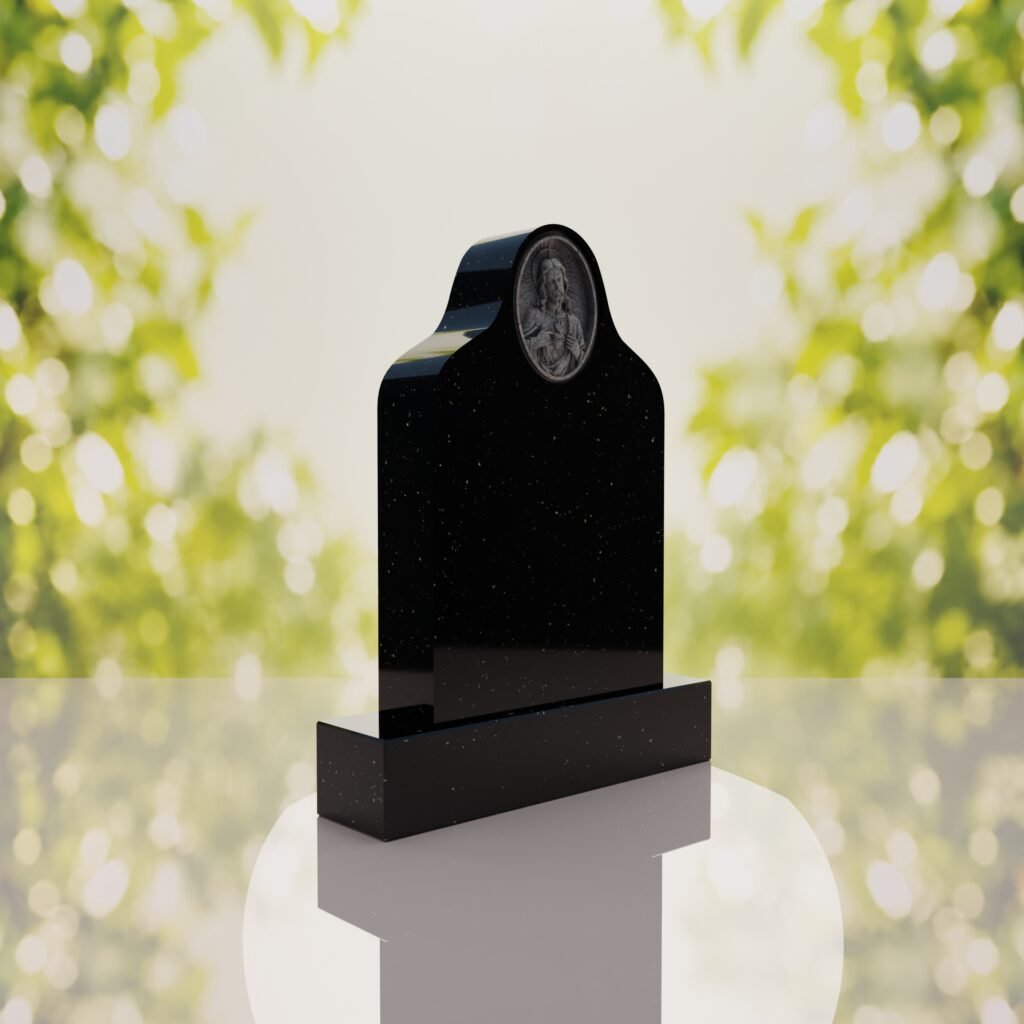 Sacred Heart of Jesus Catholic Granite Headstone