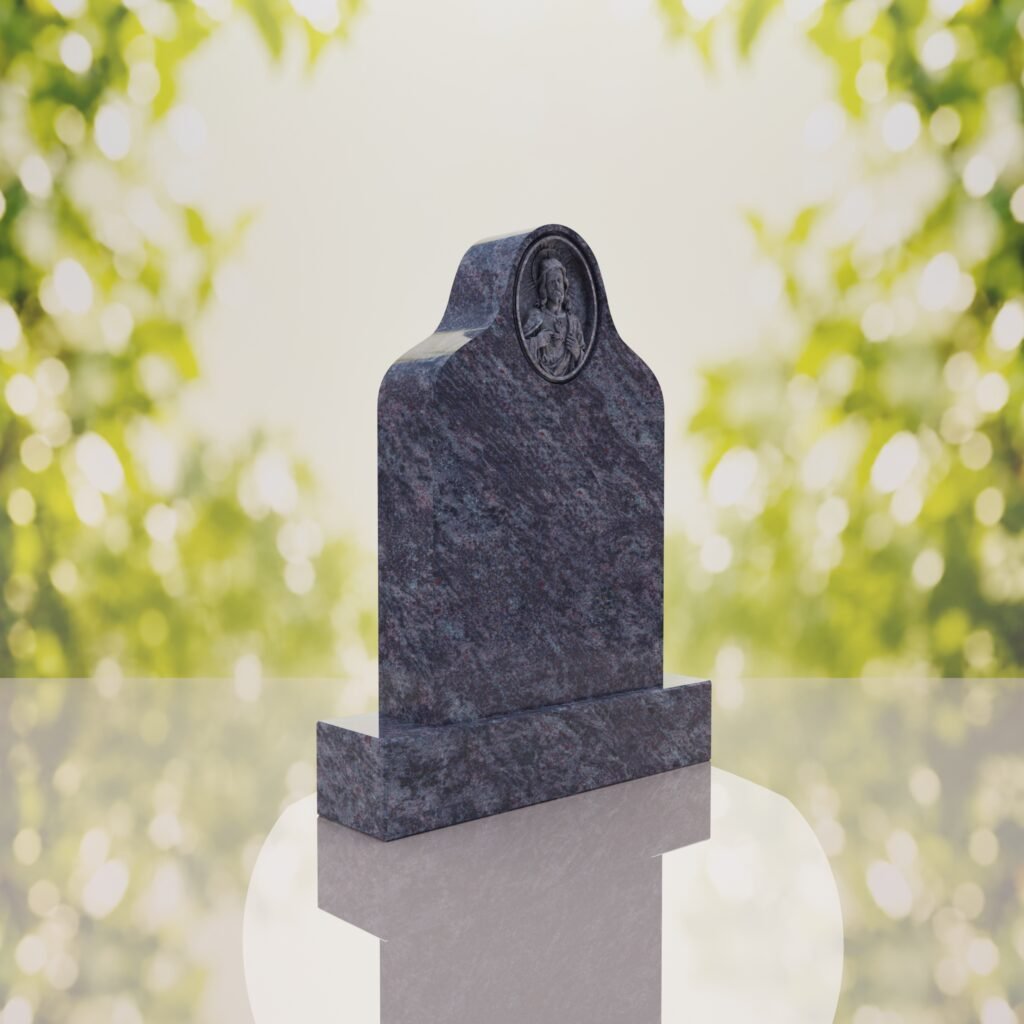 Sacred Heart of Jesus Catholic Granite Headstone