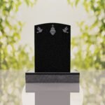 Sacred Heart & Doves Catholic Granite Headstone
