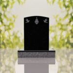 Sacred Heart & Doves Catholic Granite Headstone