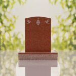 Sacred Heart & Doves Catholic Granite Headstone