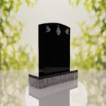 Sacred Heart & Doves Catholic Granite Headstone