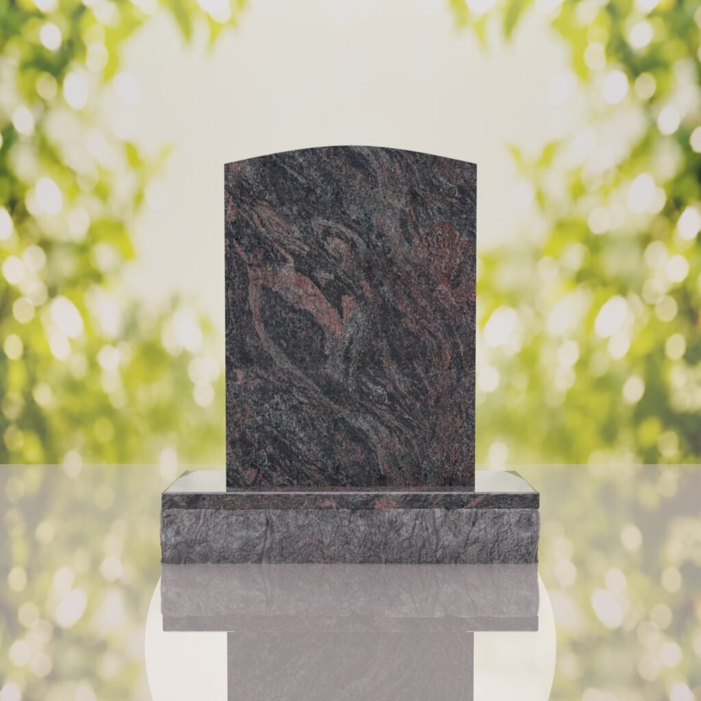 Sacred Heart & Doves Catholic Granite Headstone