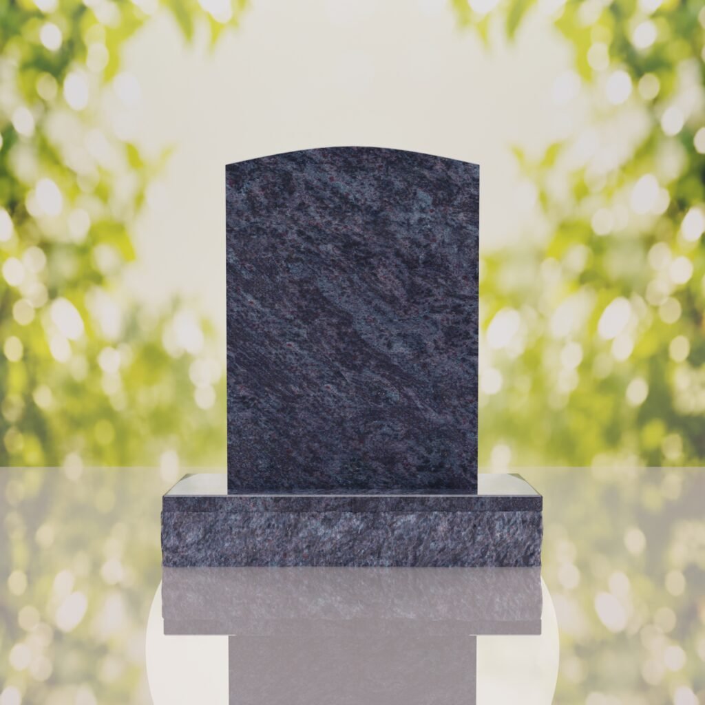 Sacred Heart & Doves Catholic Granite Headstone