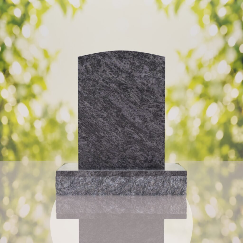 Sacred Heart & Doves Catholic Granite Headstone