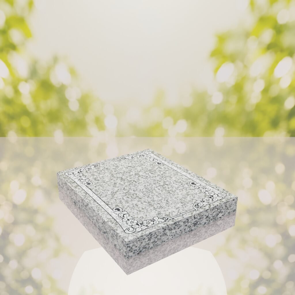 Floral Border Half Ledger Granite Memorial