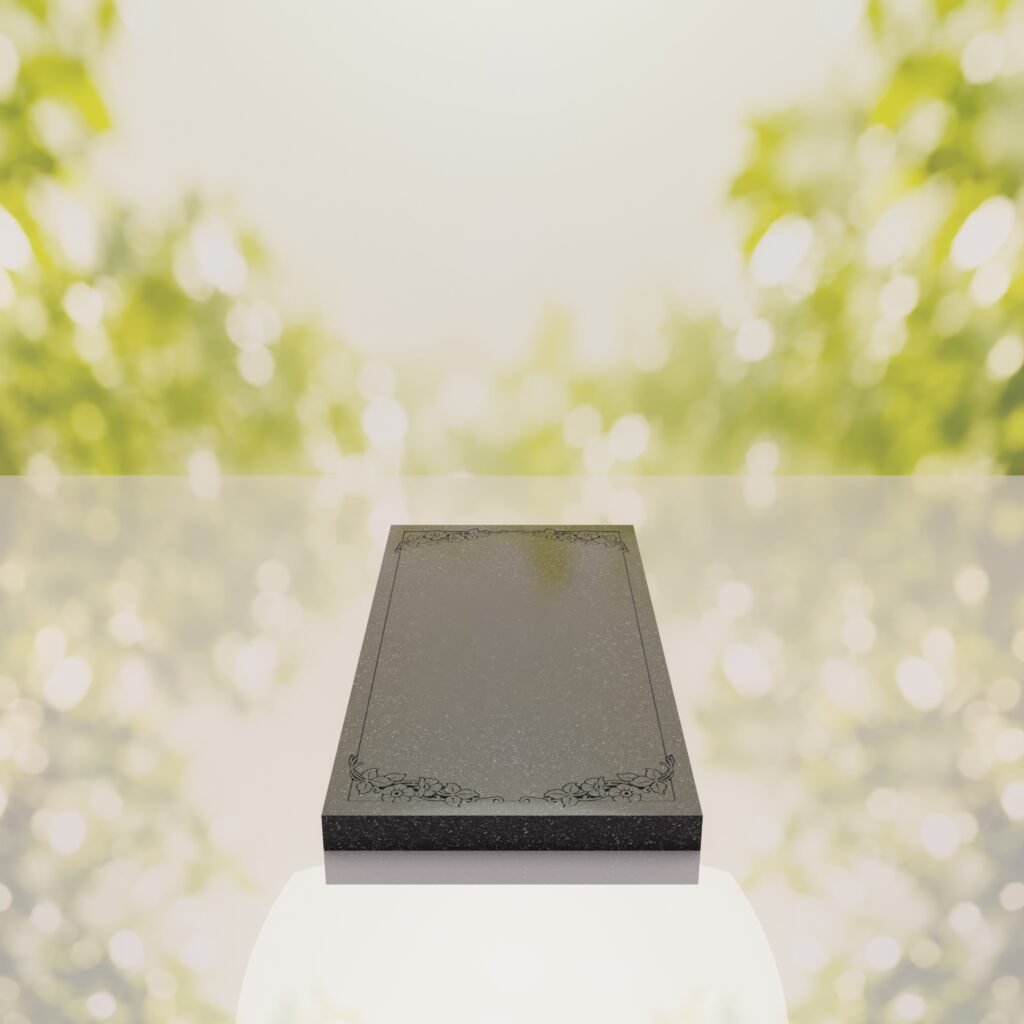 Floral Border Granite Ledger Memorial