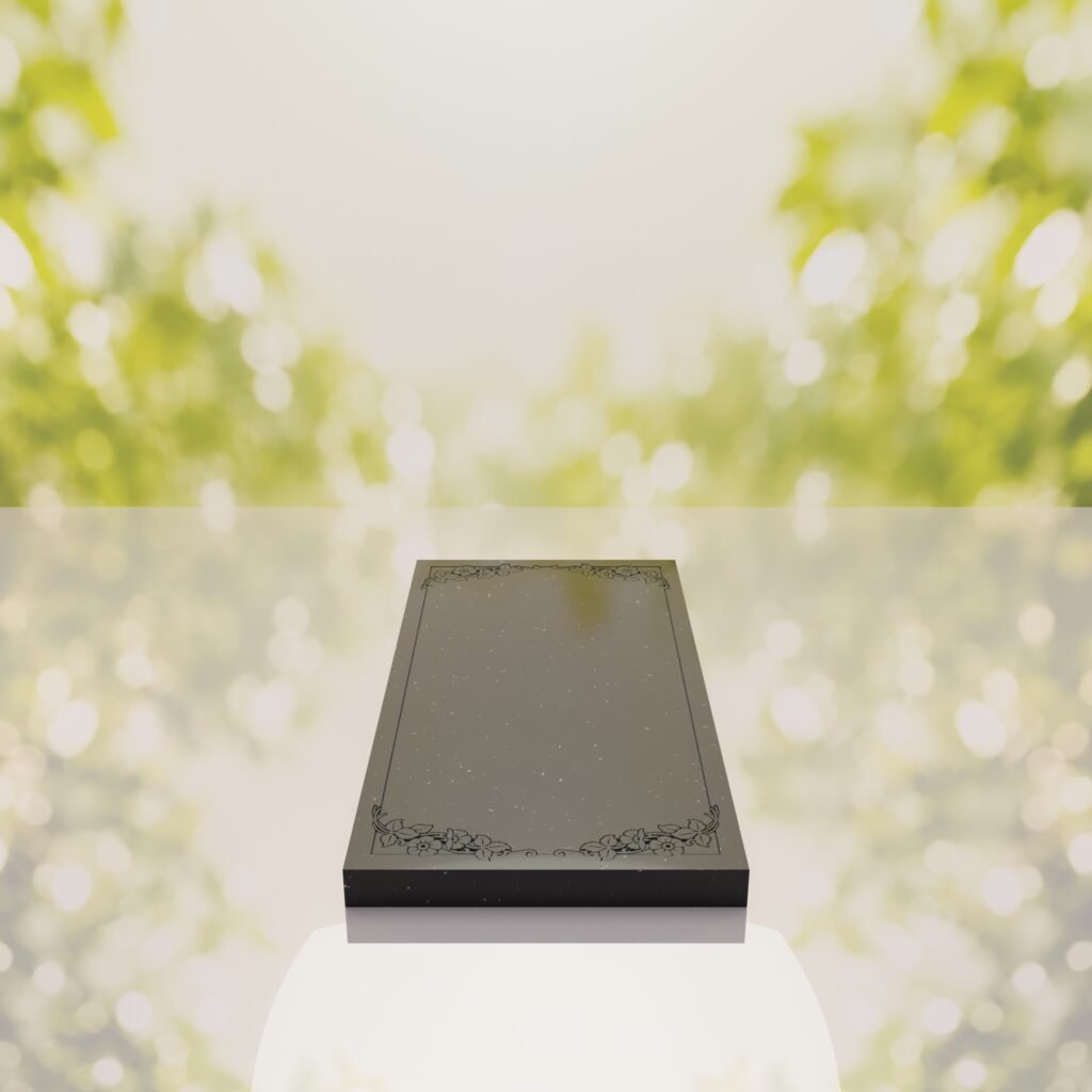 Floral Border Granite Ledger Memorial