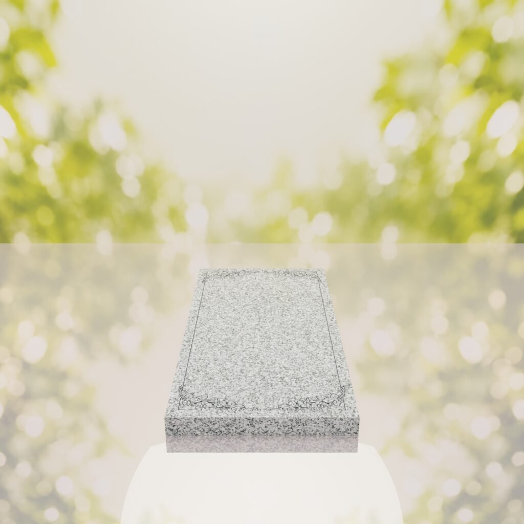 Floral Border Granite Ledger Memorial