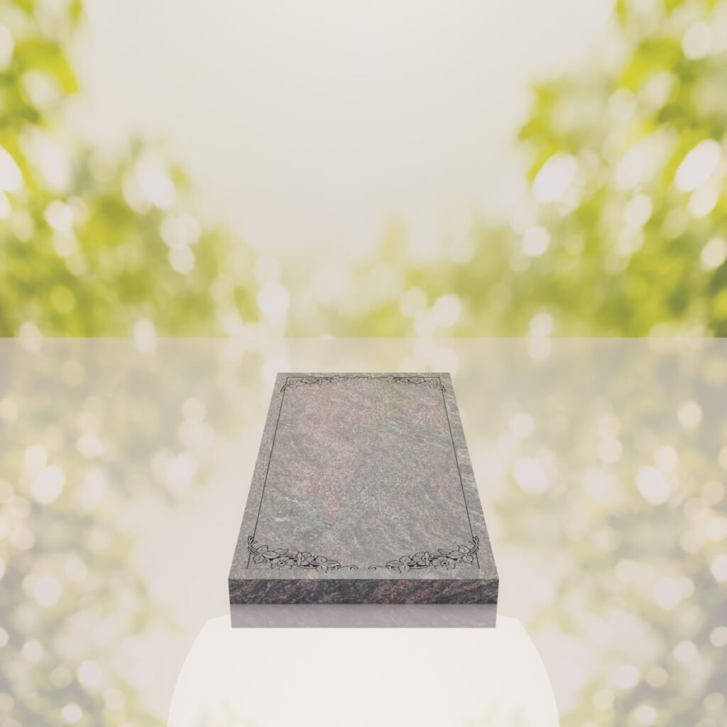 Floral Border Granite Ledger Memorial