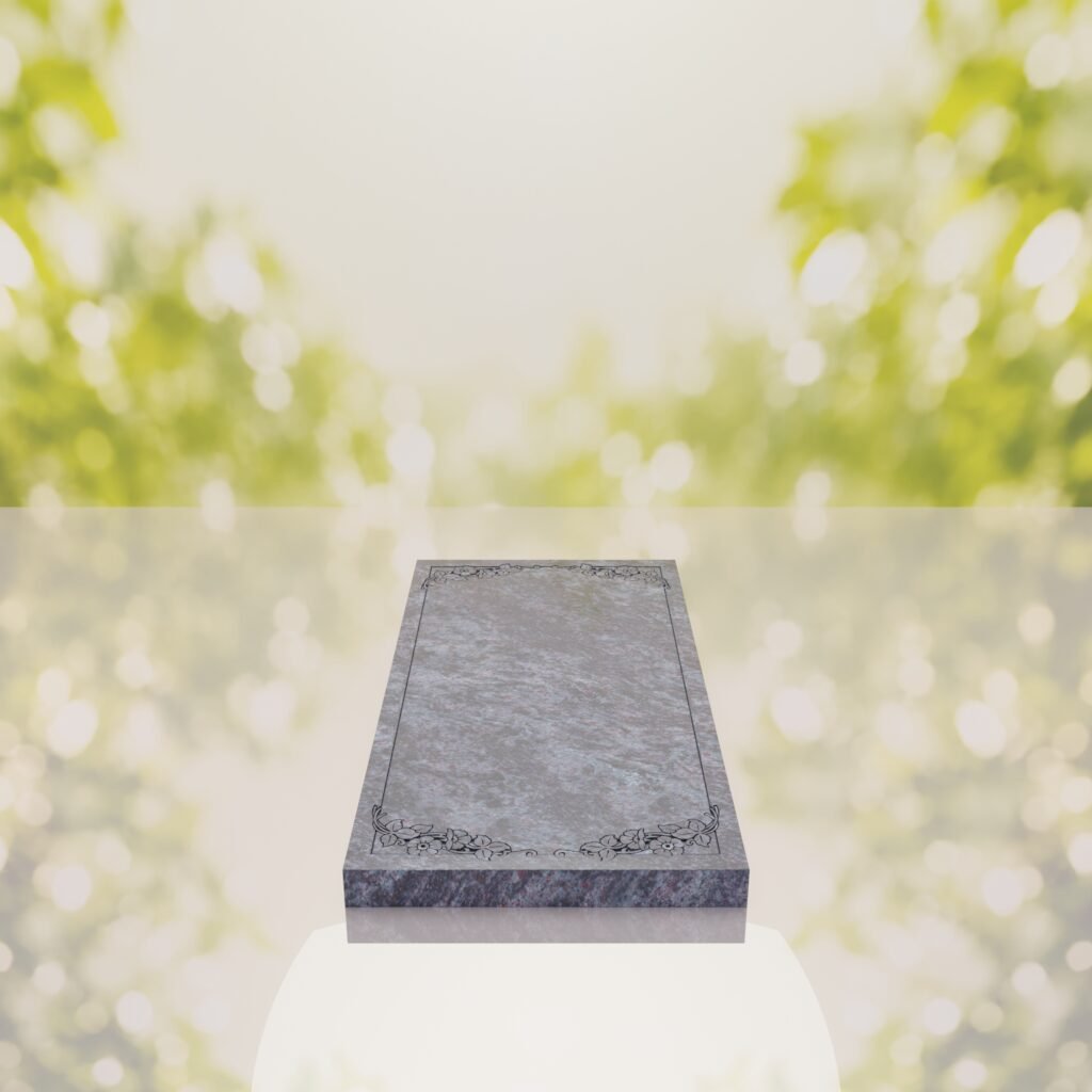 Floral Border Granite Ledger Memorial