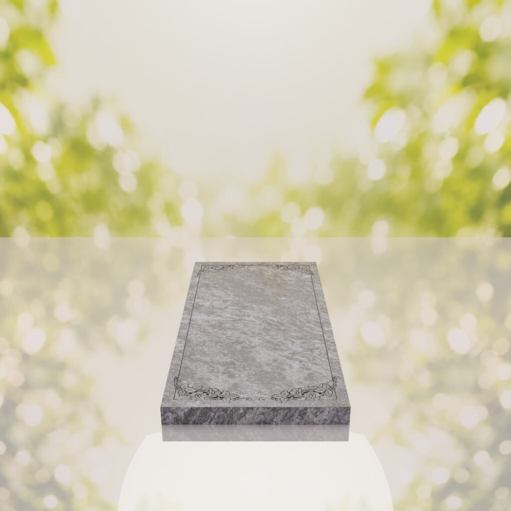 Floral Border Granite Ledger Memorial