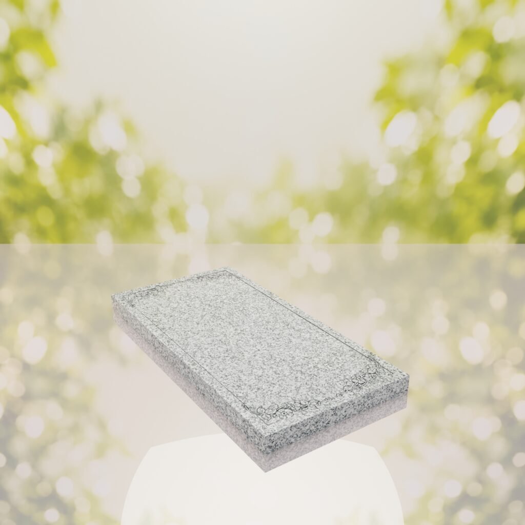 Floral Border Granite Ledger Memorial