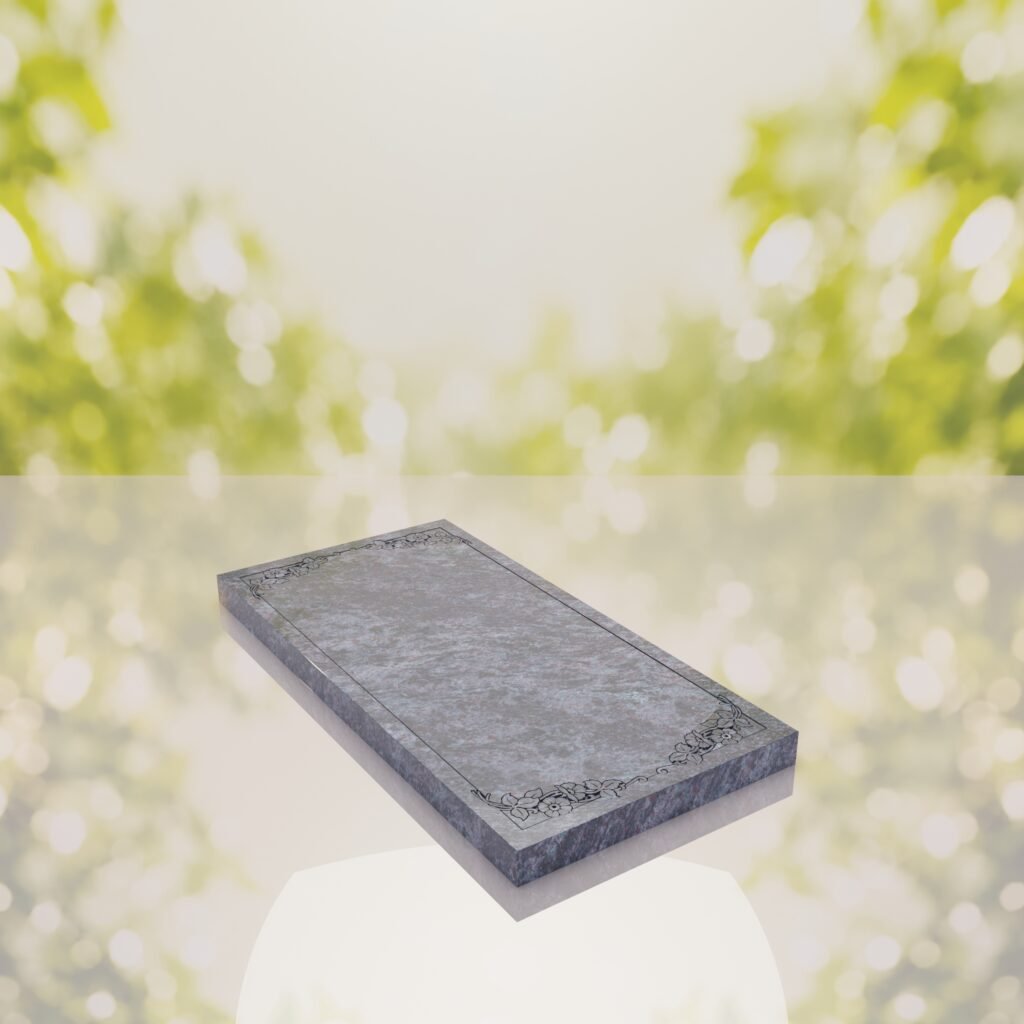 Floral Border Granite Ledger Memorial