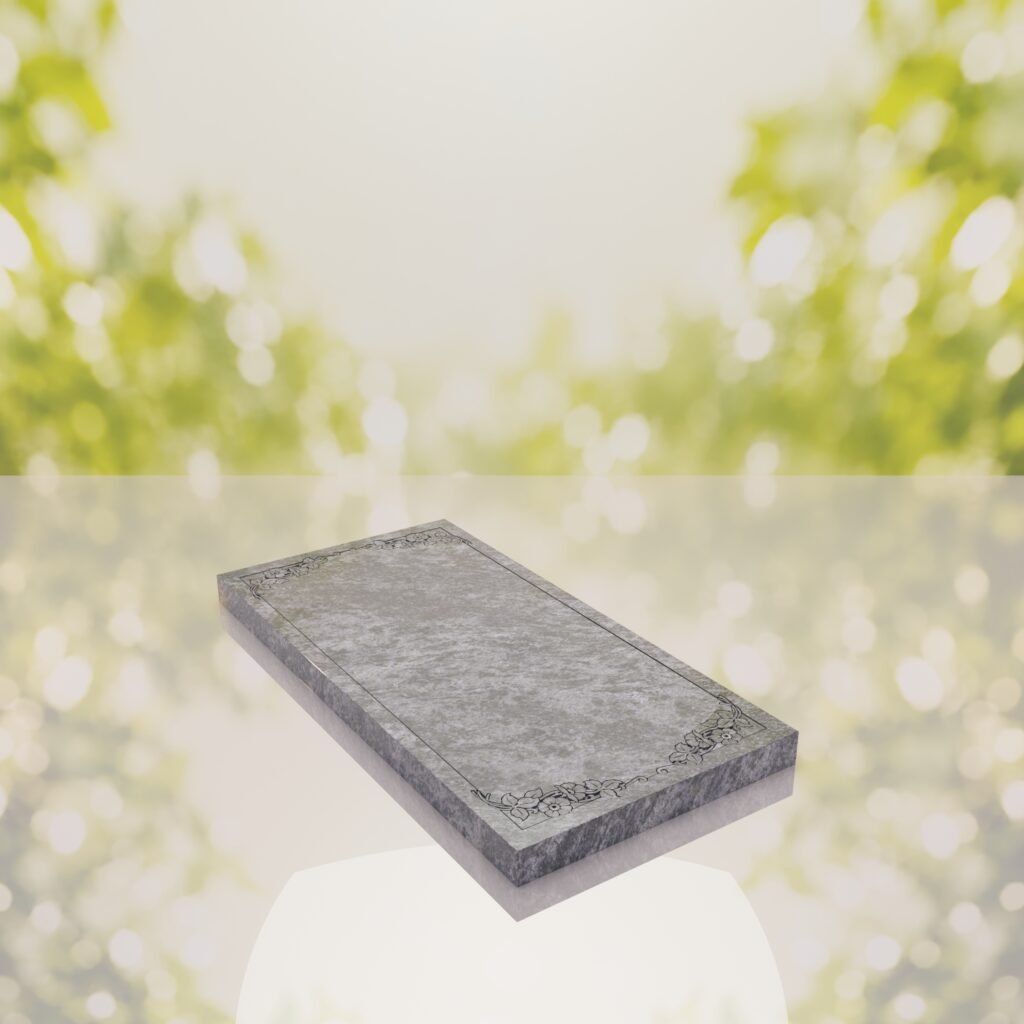 Floral Border Granite Ledger Memorial