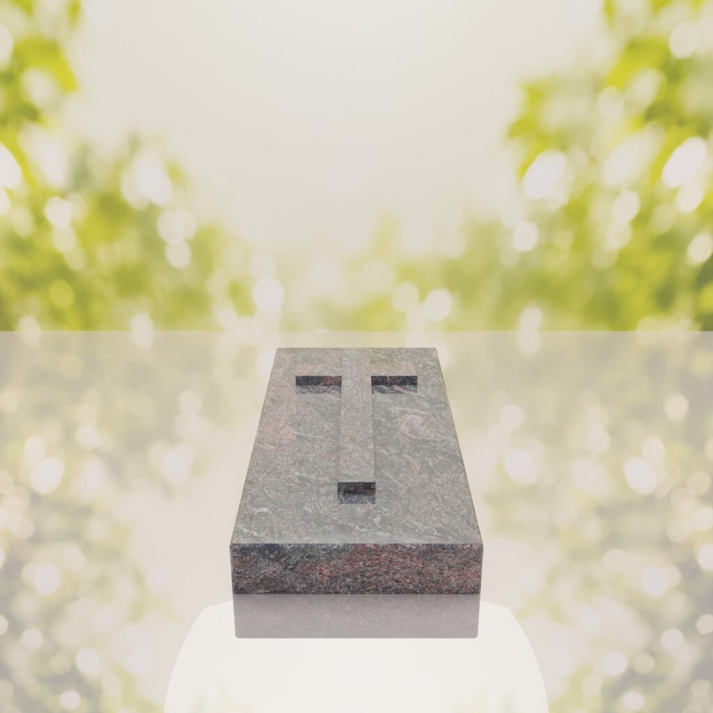 Cross Relief Granite Ledger Memorial