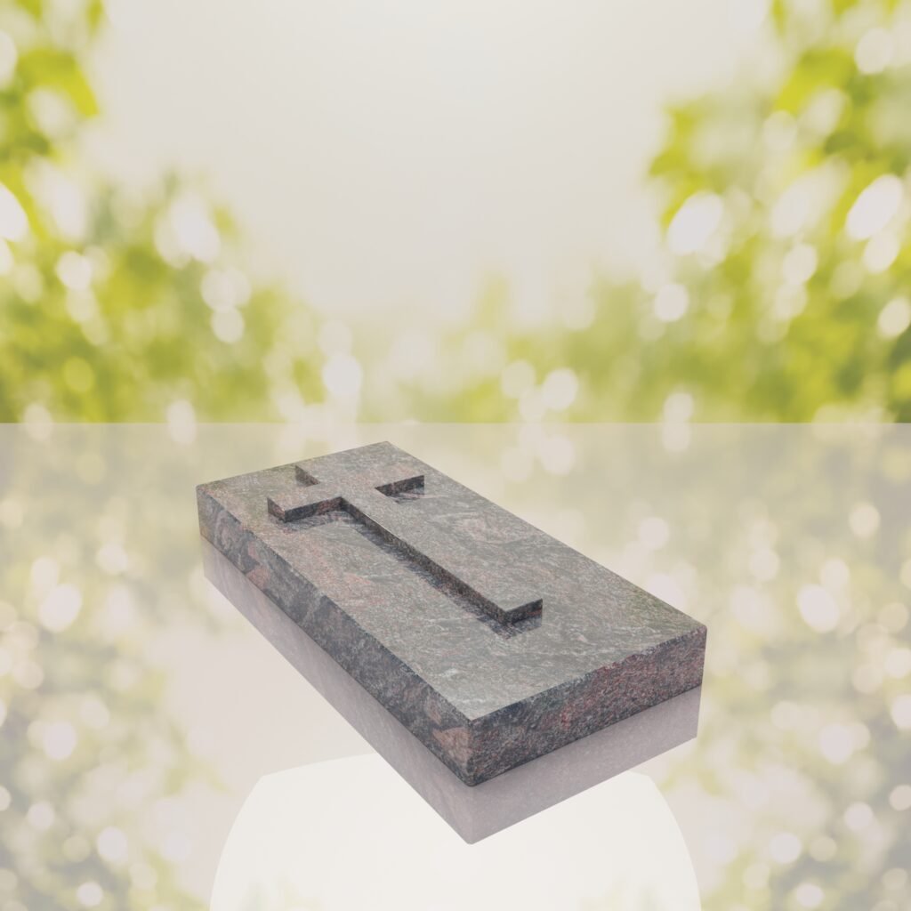 Cross Relief Granite Ledger Memorial