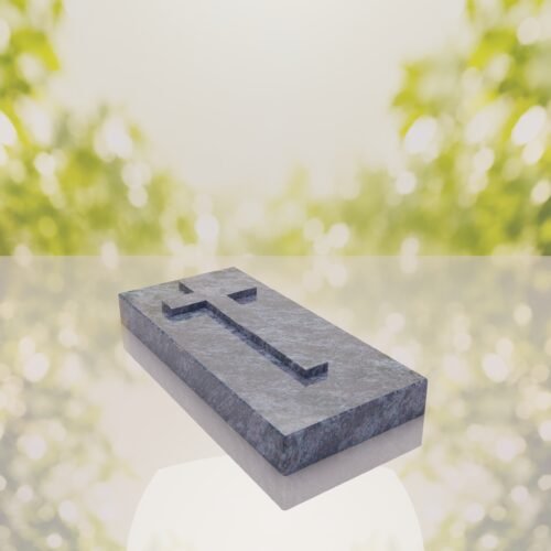 Cross Relief Granite Ledger Memorial