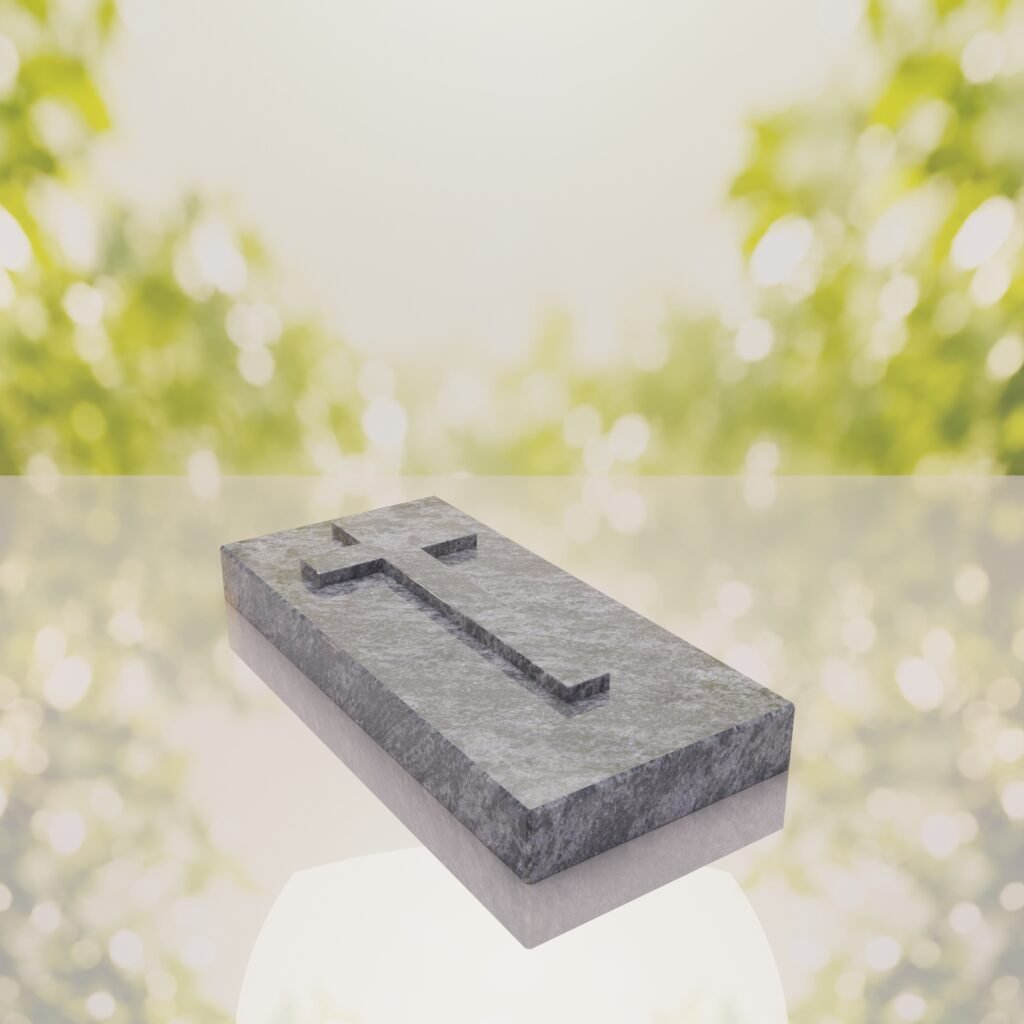 Cross Relief Granite Ledger Memorial
