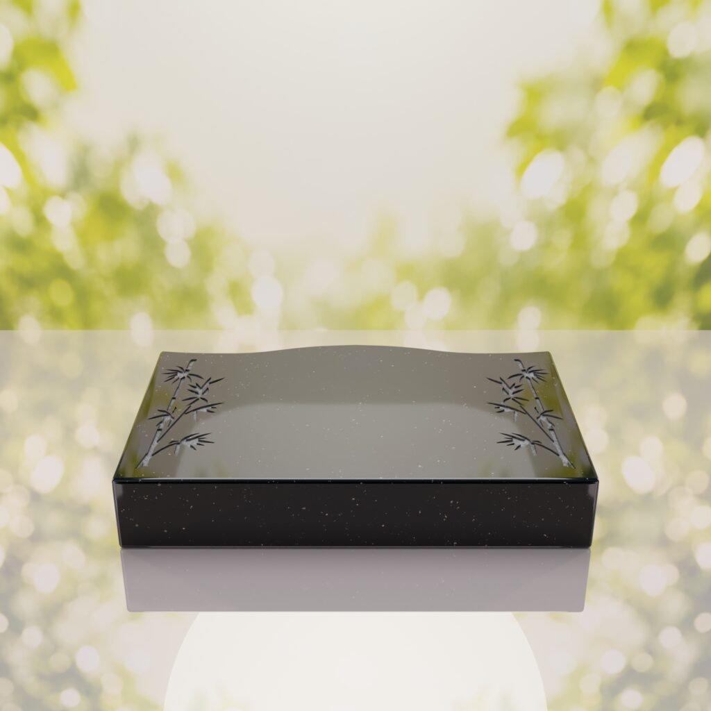 Bamboo Corner Bevel Granite Grave Marker