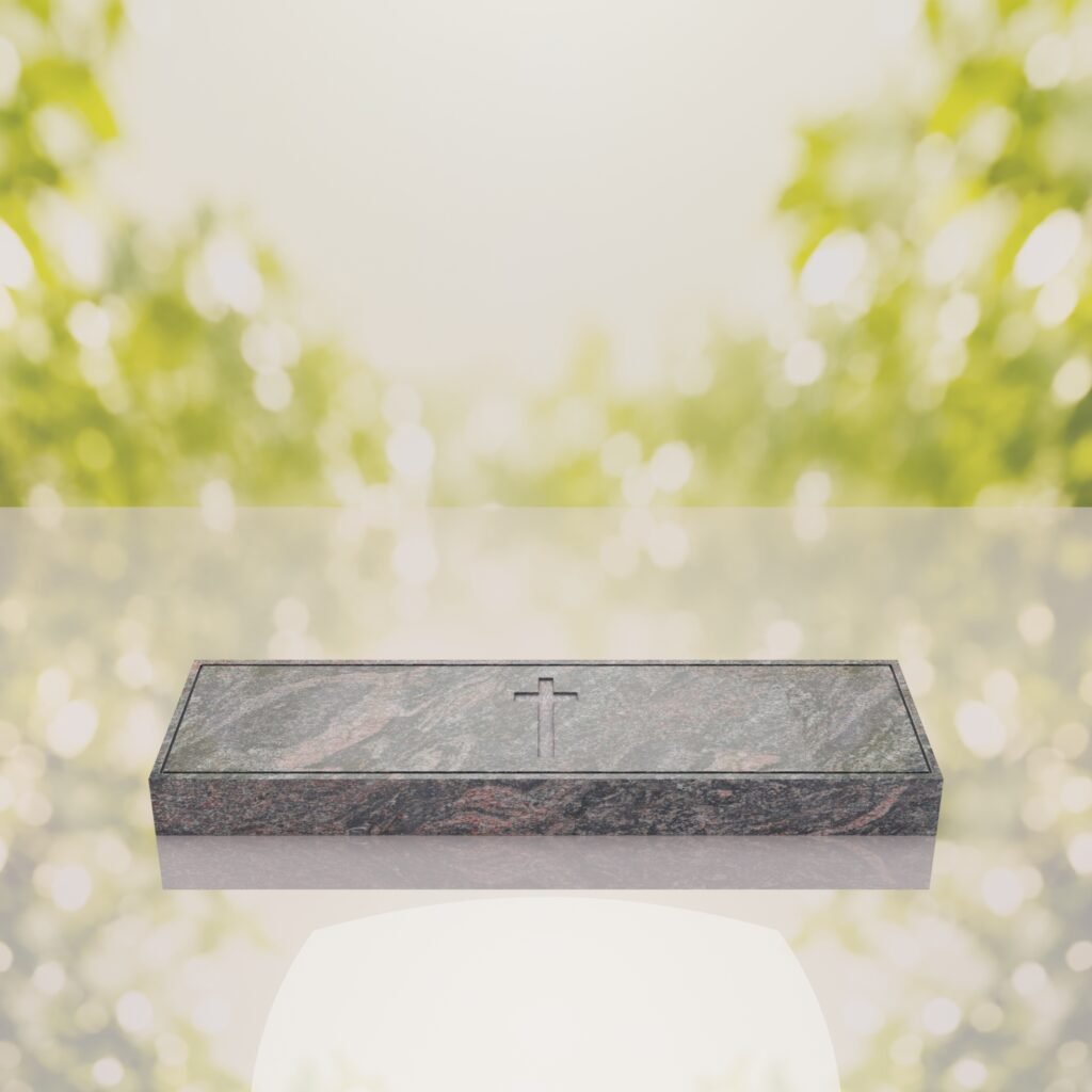 Companion Bevel Granite Grave Marker with Cross