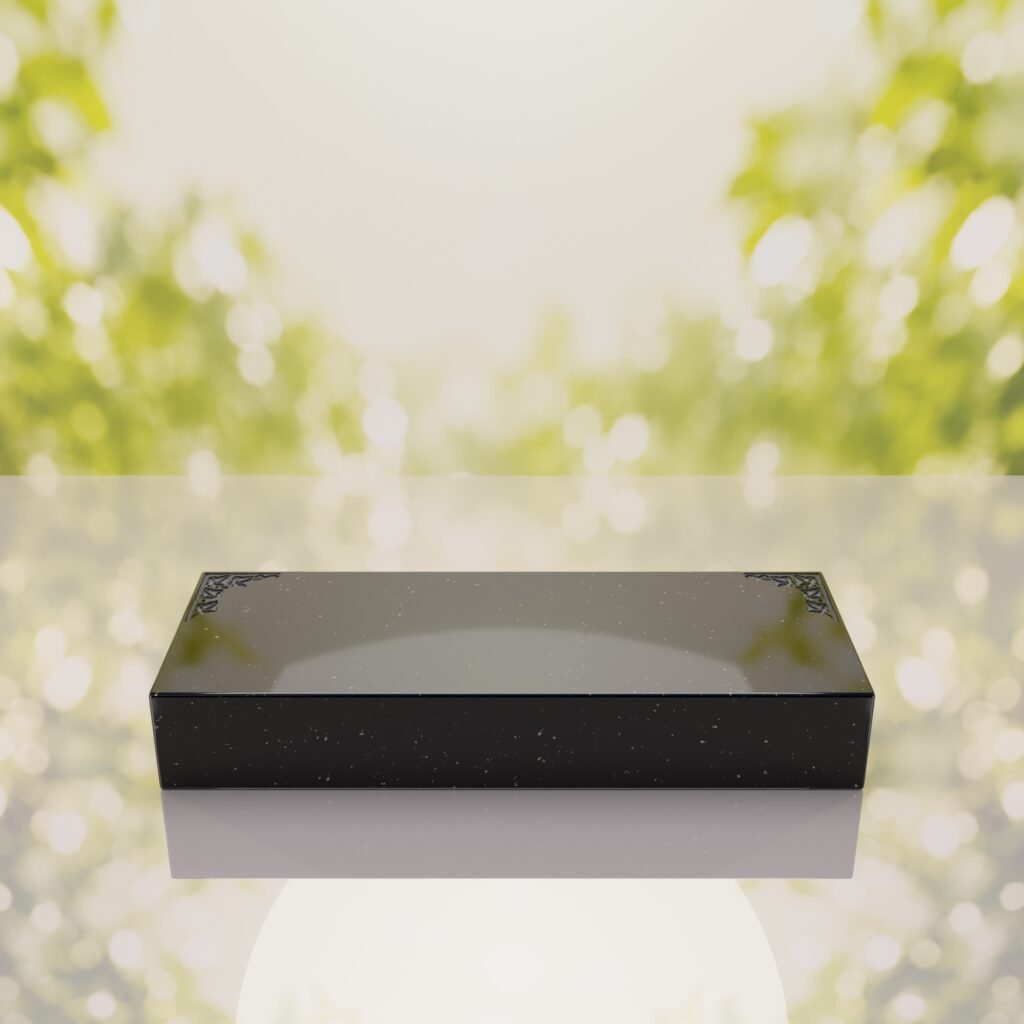 Companion Bevel Granite Grave Marker with Ivy Corner Design