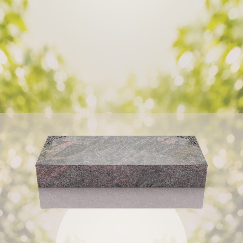 Companion Bevel Granite Grave Marker with Ivy Corner Design