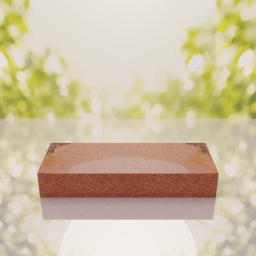 Companion Bevel Granite Grave Marker with Ivy Corner Design