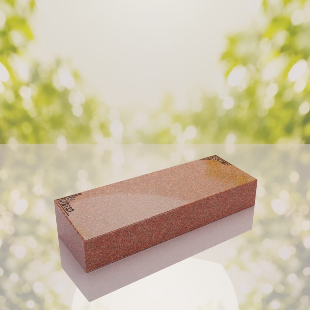 Companion Bevel Granite Grave Marker with Ivy Corner Design