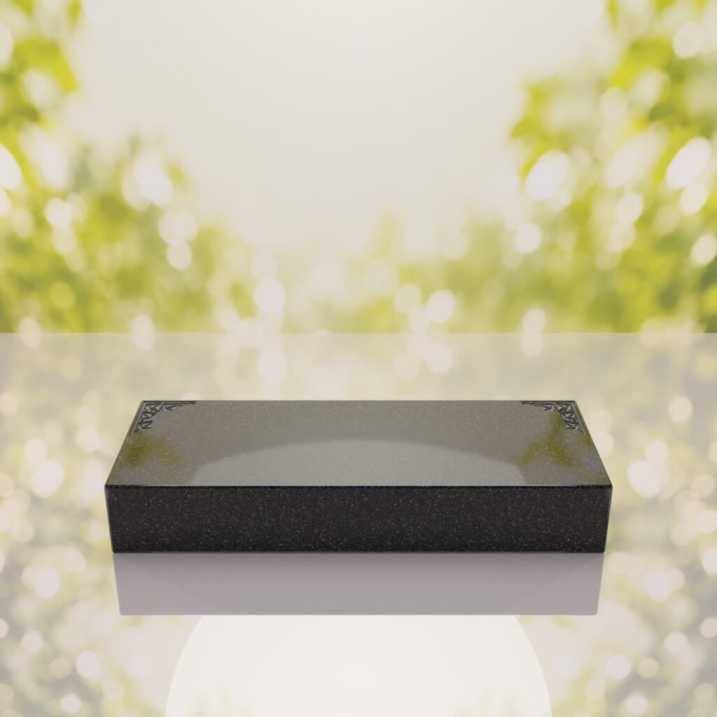Companion Bevel Granite Grave Marker with Ivy Corner Design