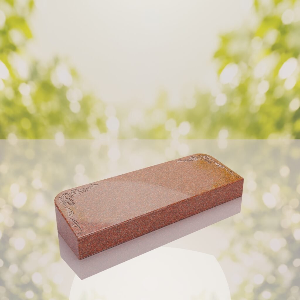 Companion Bevel Granite Grave Marker with Floral Corner Design