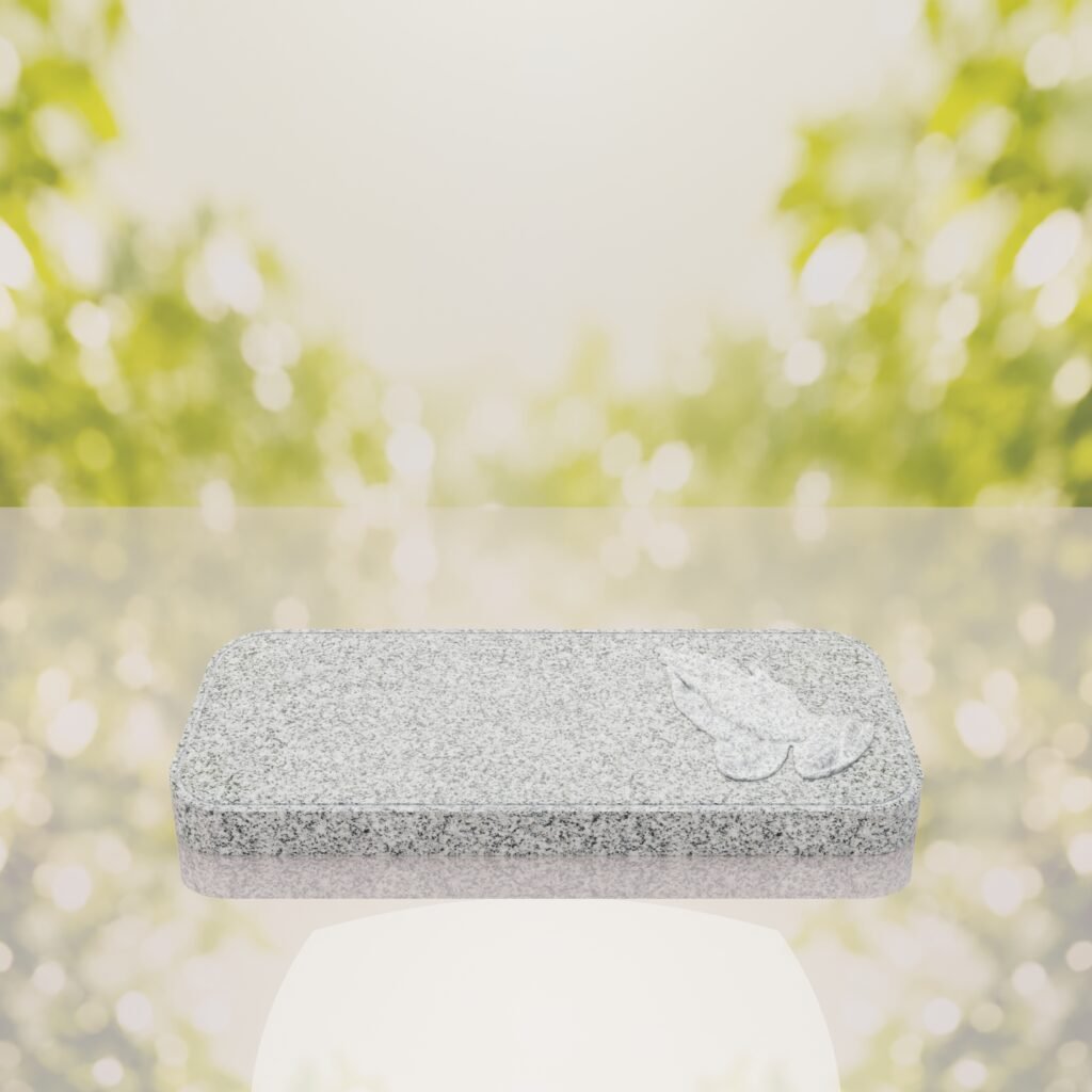 Companion Bevel Granite Grave Marker with Praying Hands