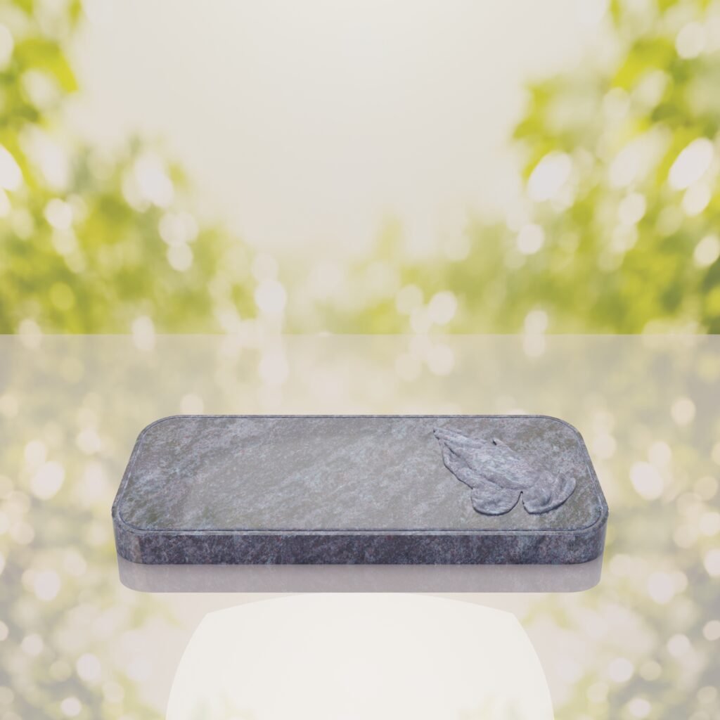 Companion Bevel Granite Grave Marker with Praying Hands