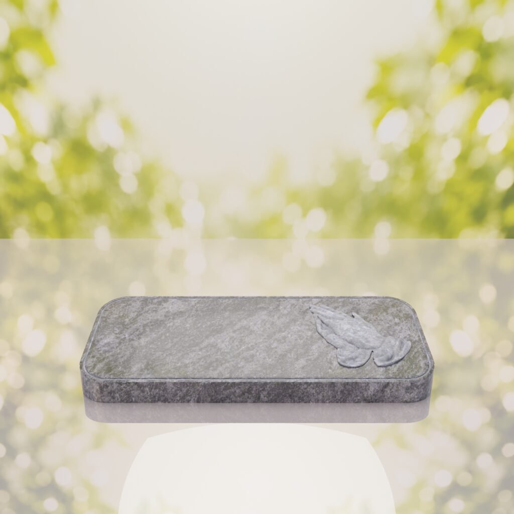 Companion Bevel Granite Grave Marker with Praying Hands