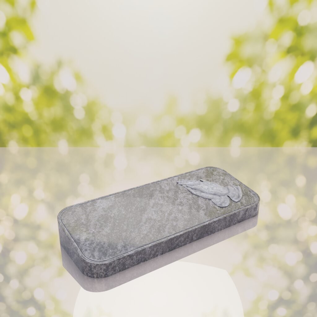 Companion Bevel Granite Grave Marker with Praying Hands
