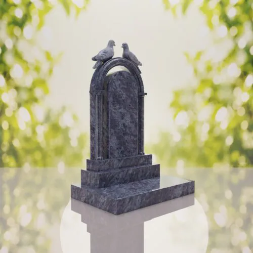 Arch Shape Granite Headstone with Doves
