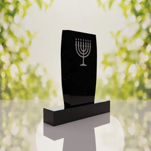 Jewish Menorah Granite Headstone