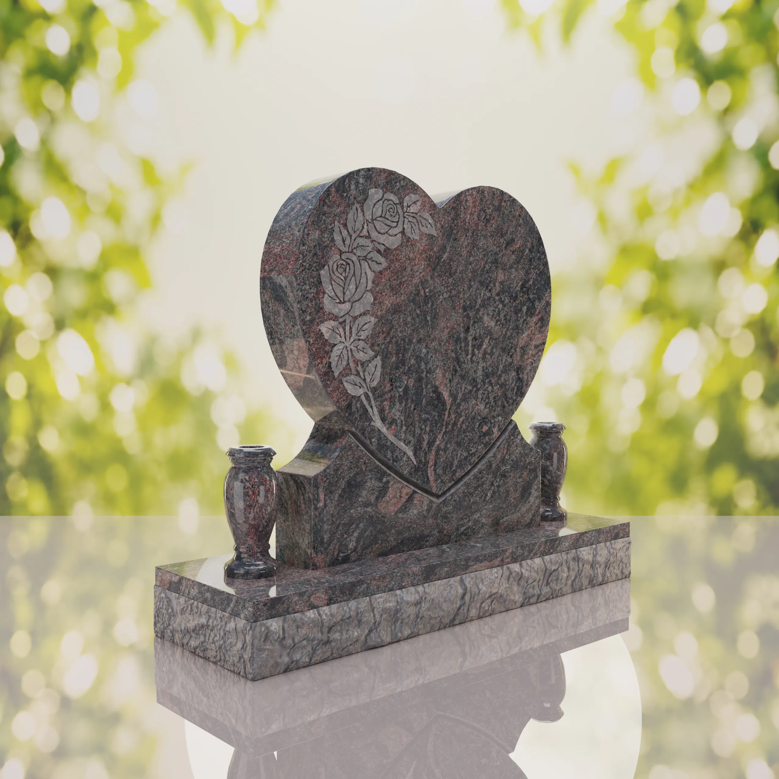 Rose Heart Headstone